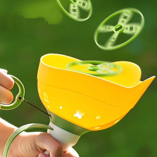 2 kpl manuaalista sieppauspeliä, jossa 12 kiekkoa, lentävän kiekon laukaisulelu, ulkolelut 8-12-vuotiaille lapsille, taaperon jahtaamislelu green+yellow 2PCS