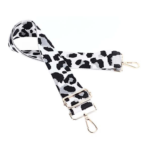 Justerbar nylonrem i leopardmönster för axelväska, enkel axelväska, accessoarer, silvergrå