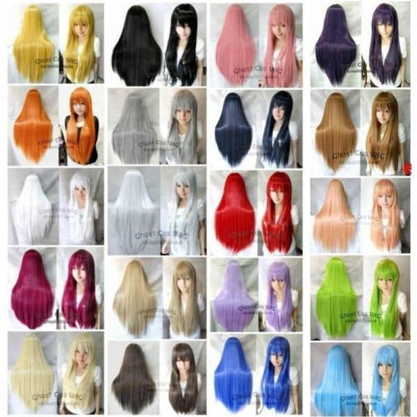 Wekity 80cm Vacker Charmig Cosplay Rak Hår Peruk, Gyllene Rosa