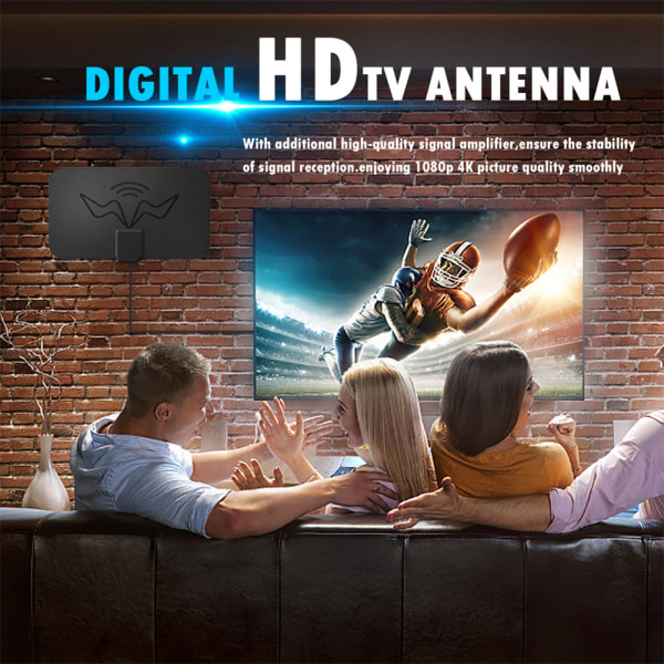 4k Digital TV-antenn inomhus med hög förstärkning 1080p Ultra HD DVB-T TV-antenn med förstärkt signalförstärkare