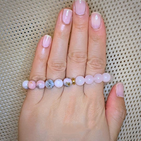Rosenkvarts armbånd til kvinder, rosenkvarts krystal, lyserød opal Peru, hæmatit, armbånd mod angst til kvinder, ultra søde lyserøde armbånd til kvinder