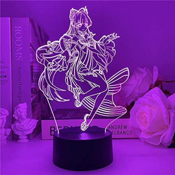 Genshin Impact Sangonomiya Kokomi -lamppu LED-yövalo 3D-illuusiolamppu Peliharrastajille lahjaksi LED-yölamput lapsille sänkyyn