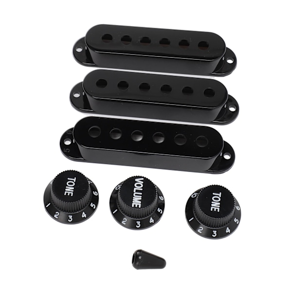 Gitarr pickup-kåpa ratt set 6 hål enkel spole 2 ton 1 volym switch spets ersättningsdelar för Fender svart