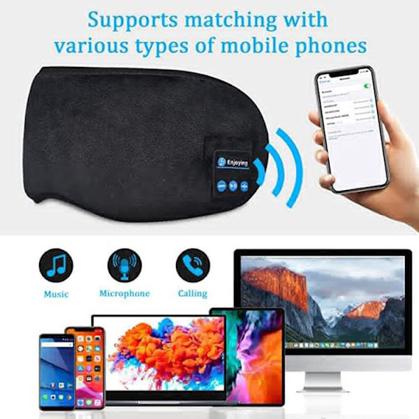 Sovhörlurar Pannband för Sidosovare, Sovmask med Trådlösa Bluetooth-högtalare, Julklappar för Män Kvinnor.