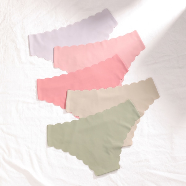 Sömlösa byxor för kvinnor paket med 3 Ice Silk Trosor Mid-Rise No Show underkläder, grön, L