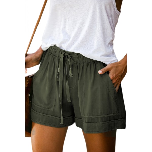 Casual Short Comfy Dragsko, elastisk midja sommarshorts med fickor för kvinnor --- Gröna (storlek 4XL)