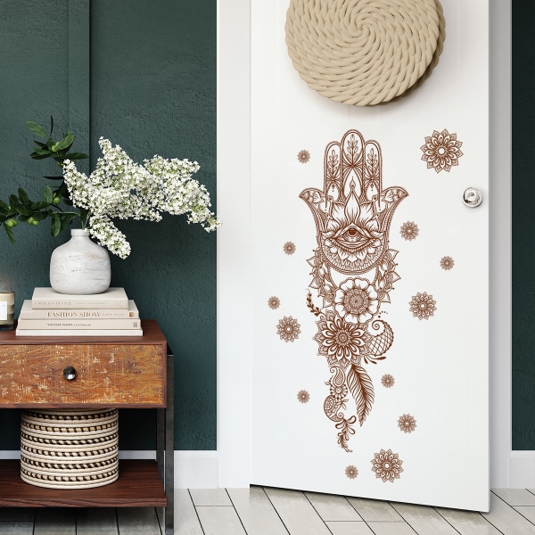 Mandala Lotus Väggdekor, Avtagbar Lotus Palm Meditation Konst väggmålningar Dekor för vardagsrum, sovrum, TV-vägg