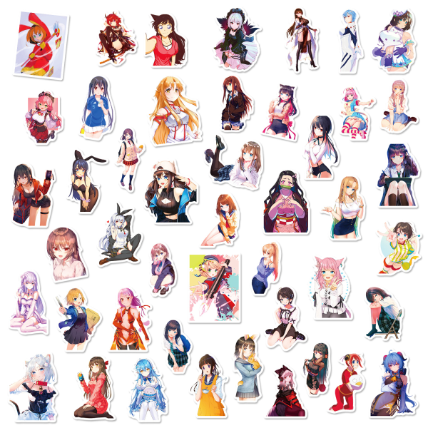 50 PCS Anime Sexy Bunny Girl Voksne Klistremerker, Vanntette Søte Jente Klistremerker for Bærbar PC, Telefondeksel, ipad, Høydefinisjonsklistremerker