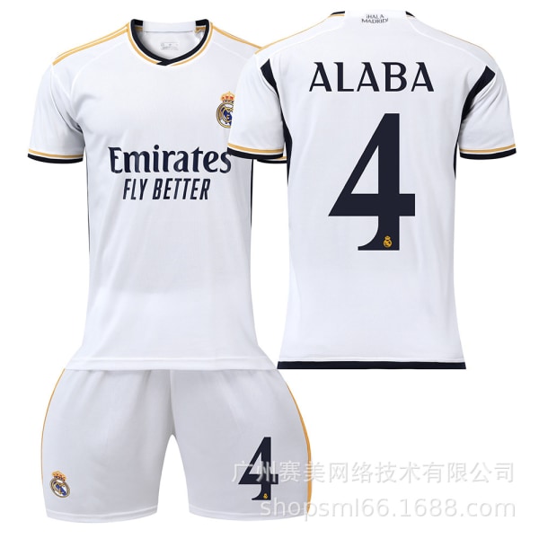 23-24 Ny Real Madrid Hjemme Barn Voksen Fotballsett-4 ALABA-18# 4 ALABA 18#