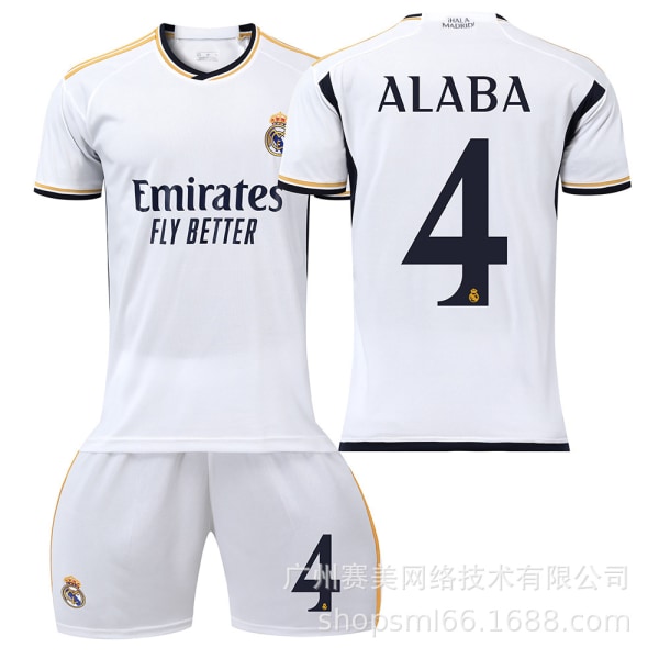 23-24 Nya Real Madrid Home Barn vuxen fotbollssats-4 ALABA-L 4 ALABA L