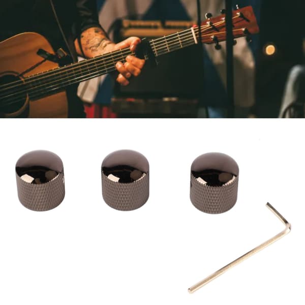 3 st gitarr dubbla staplade knappar tonkontroll metallknopp ersättning för elgitarr bas GD107 svart