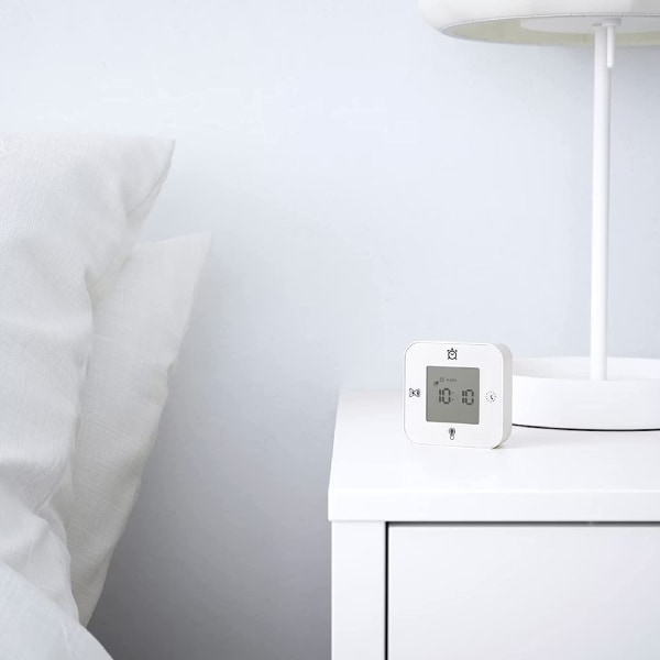 Ur/Termometer/Alarm/Timer, 4 funktioner Skrivebordsuhr (hvid)