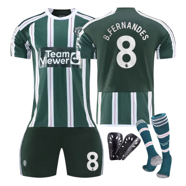 Manchester United 23/24 bortefotballdrakt med sokker og beskyttelsesutstyr 8 B.FERNANDES XL