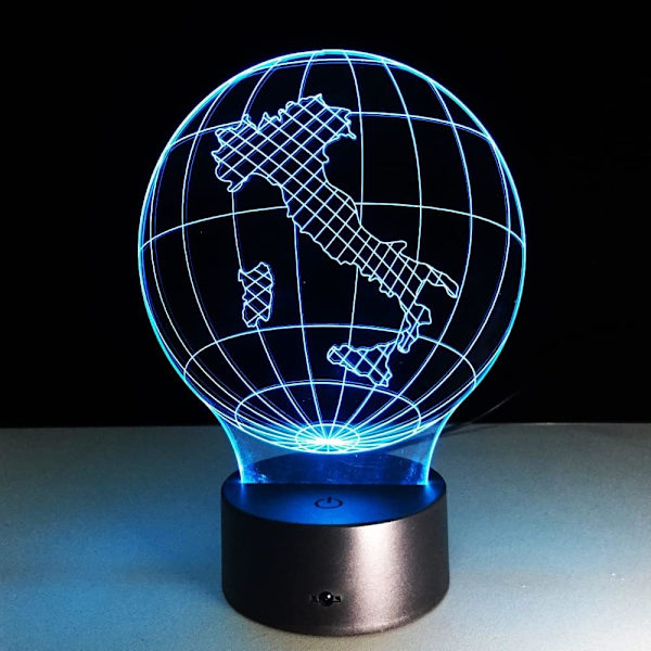 WJ Italia Jordkart Lys 3D Visuell Led Lampe 7 Farger Sopp USB Soverom Liten Skrivebordslampe 7 Farger Skiftende Led Nattlys