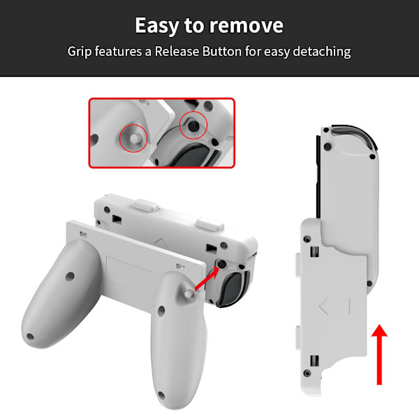 Bryter/Oled Venstre og Høyre Håndtak To i Én Grip, Joycon Liten Håndtak Avtakbar To Montering (Hvit)