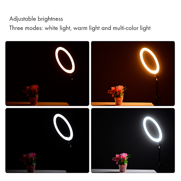 6 tum 3-läges dimbar USB LED-videoringljus smink live-belysningskit med skrivbordsstativ