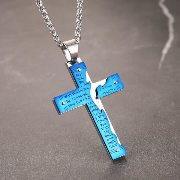 Herre Rustfrit Stål Jesus Kristus Krucifiks Kors Herrens Bøn Vedhæng Halskæde D 18K Gold