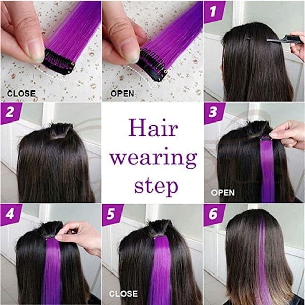 9PCS 21\" Fargede Clip-in Hårextensions Blå Hårextensions for Barn Jenter Clip-in Blå Hårclips Hårextensions for Barn Fest Høydepunkter (Blå)