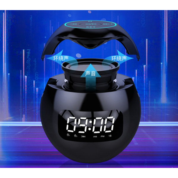Nattlampa Bluetooth-högtalare, digital väckarklocka med 7 färger nattlampa dimbar, temperaturvisning