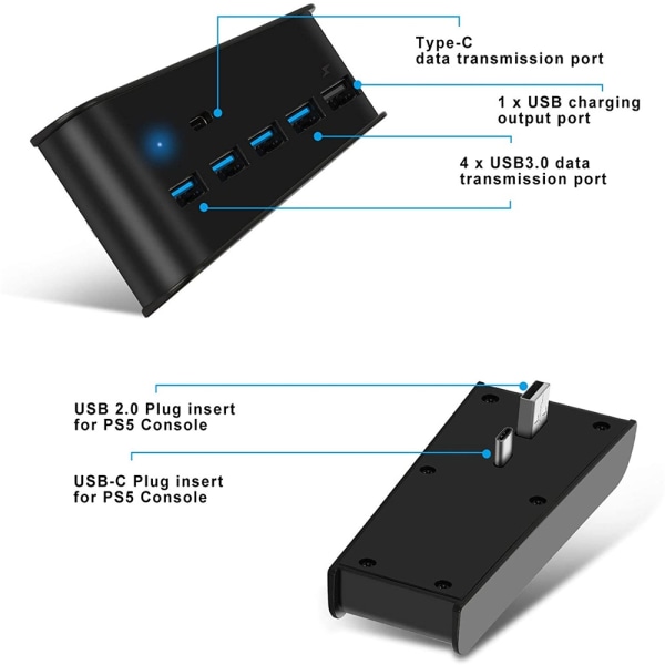 5-Port USB HUB-udvidelse Konverter til højhastighedsoverførsel til PS5