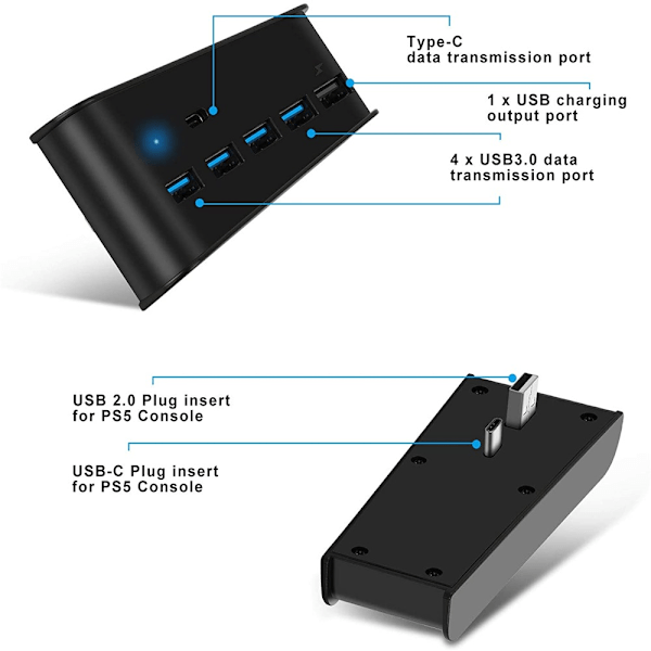 5-porters USB HUB-utvidelse Høyhastighetsoverføringskonverter for PS5