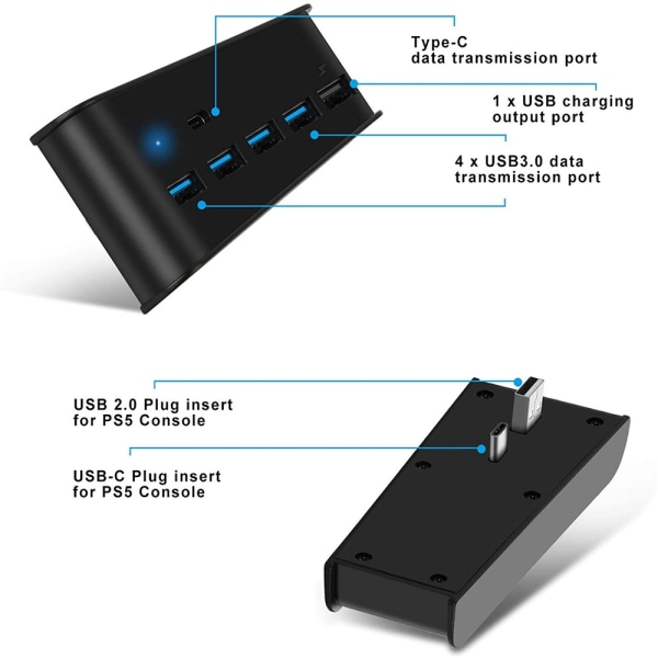 5-ports USB HUB-förlängning höghastighetsöverföringskonverterare för PS5