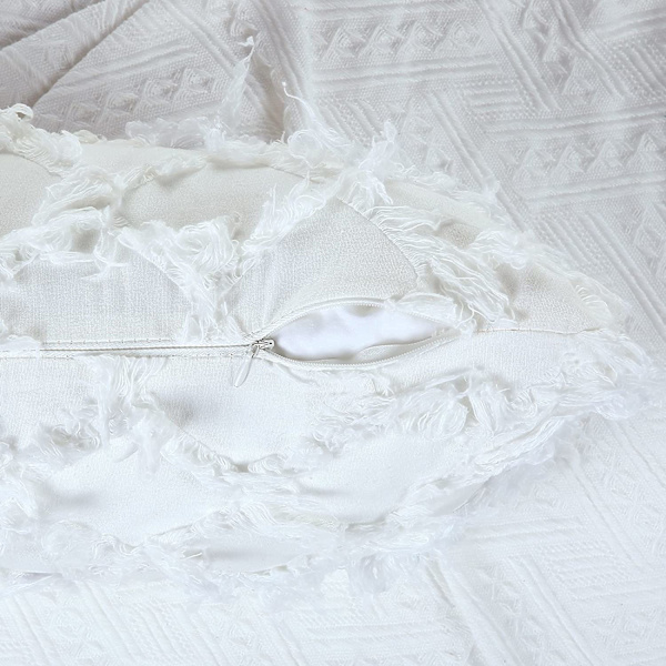 Off White Dekorative Putetrekk 18 x 18 Tommers Pakke med 2 Boho Pynteputer til Sofa og Sofa, 100% Bomull