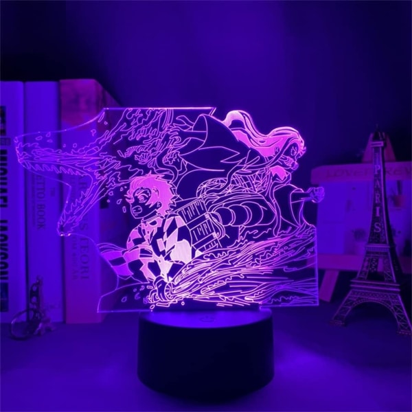 Anime LED-lampa Tanjirou Kamado Nezuko 3D Illusion Nattlampa 7 Färger Touch/Fjärrkontroll 16 Färger Ändrar Barnrum Dekor Belysning