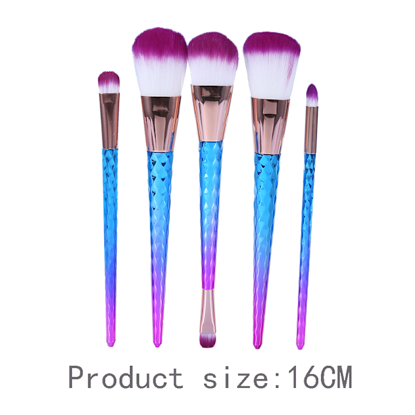 5PCS/Set Färgglada Makeup Borstar Puder Foundation Blusher Contour Kosmetisk Verktygssats