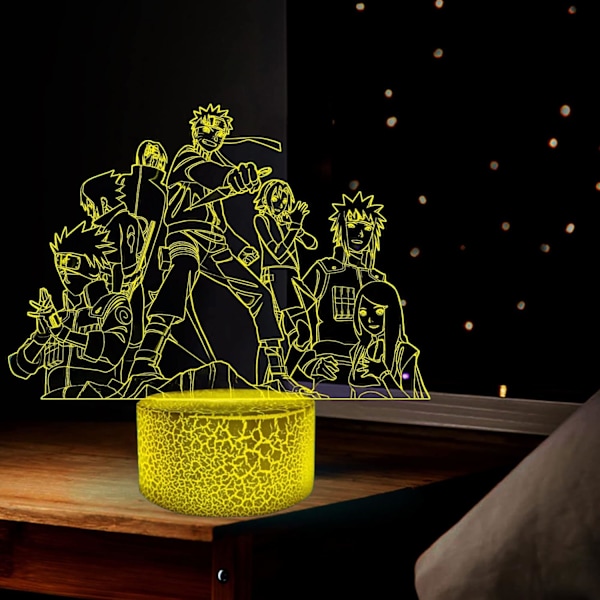 Japansk Anime Figur Itachi Uchiha Kakashi Jiraiya Lampor 3D Optisk Illusion Nattljuslampa Present till LED Jul Födelsedag SovrumsdekorGåvor Naruto Gruppfoto