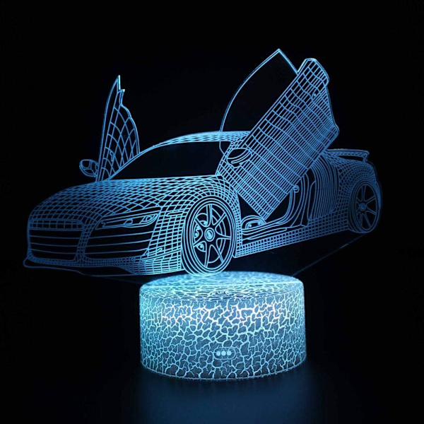WJ Lastbil Form 3D LED Natlampe Børnedekoration USB Lampe Soveværelse Sove Lys 16 Farveændring USB Touch Base Gave Legetøj USB Kabel Dekoration Skrivebord
