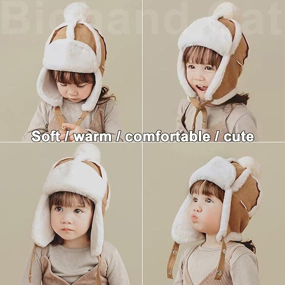 Baby Boy Ushanka Øreklapper Vinter Trooper Hat Unisex Børn Trapper Hat, 03