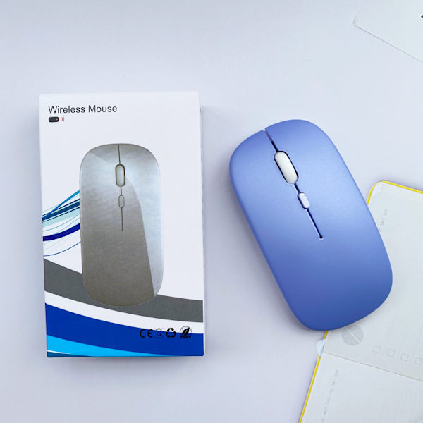 Bluetooth-mus, oppladbar trådløs mus for macbook pro, bluetooth trådløs mus for bærbar datamaskin (lilla)