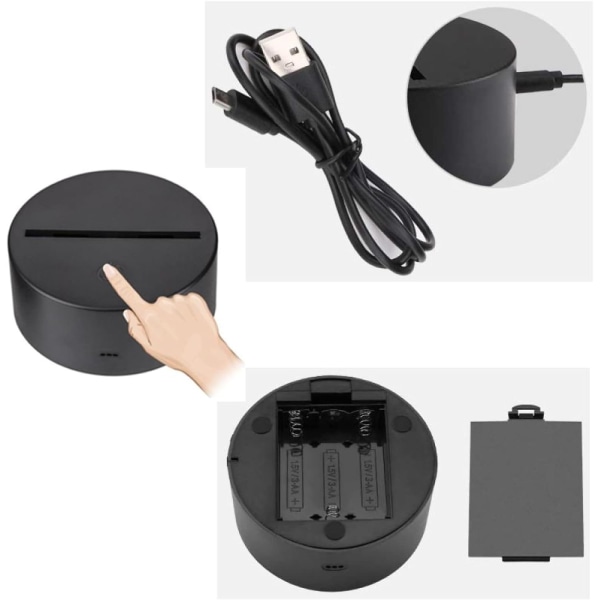 3D illusjonslampe Vinger 3D bordlampe Barn Barn Bursdagsgave Kreativ lysgave Stereo Vision Fargerik nattlys Svart base: Fargerik berøring Demon - Svart bas