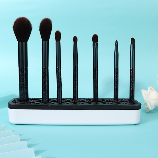 Bærbar kosmetikbørste neglepen værktøj opbevaringsboks stativ makeup beholder holder sort