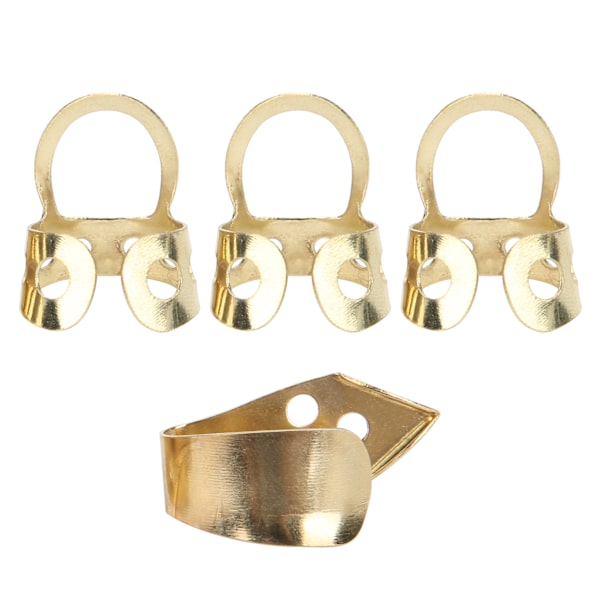 Finger Picks Metall Justerbar ihålig 3 st pekfinger 1 st tumme Banjo Gitarr Ukulele Delar (Guld)