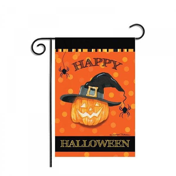 Halloween-puutarhalippu, Onnellinen Halloween-puutarhakoriste ulkona, pellavainen kaksisivuinen pystysuora halloween-verannan koriste 12,5 x 18 tuumaa (6)