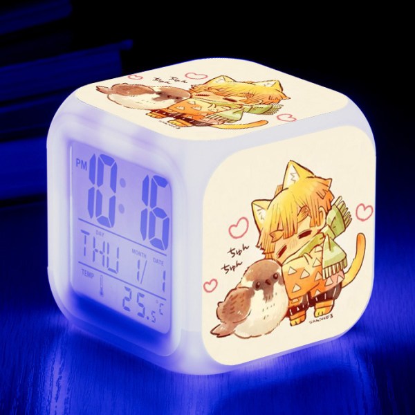 Anime  Alarm Clock One Piece LED Square Clock Digital Alarm Clock with Time, Temperature, Alarm, Date