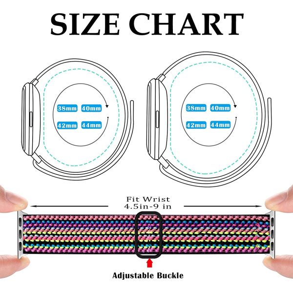Stretchy Loop Band kompatibelt för Apple Watch 45mm 44mm 42mm för kvinnor tjejer,iWatch SE Series 6 5 4 3 2 1, Colorful Stripe