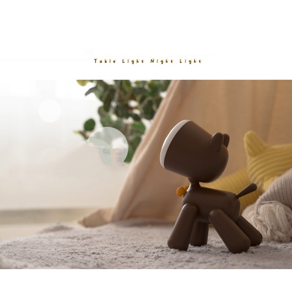 Hundsformad Bordlampa med Dimbar Touch-Sensor Söt Sänglampa Sängbordlampa Present till Barn Pojkar Flickor Vardagsrum Sovrum Läsning Skrivande, Varm Vit