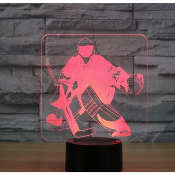 WJ 3D Hockey Målvakt Fjärrkontroll 16 Färg Nattljus Illusion Akryl LED Bordslampa Barn Sovrum Skrivbord Inredning Födelsedagspresenter Leksak