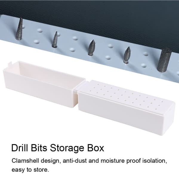 30 hullers manicure bore bits holder container display case negle slibehoved opbevaringsboks