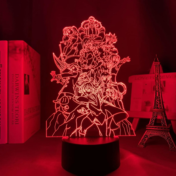 WJ 3D LED-lampe Anime The Seven Deadly Sins Group for soverom dekorativ nattlys bursdagsgave akryl LED nattlys Manga Team