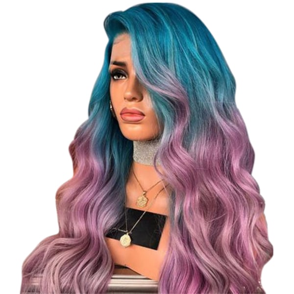 Women's Wig Gradient Color Long Curly Synthetic Hair Heat Resistant Cosplay Wig