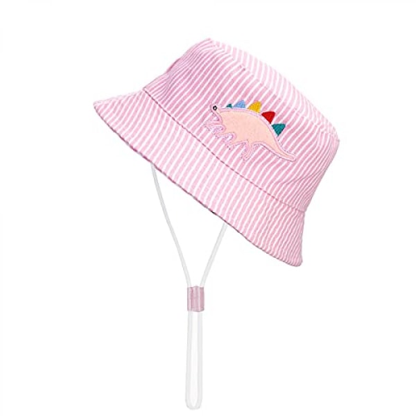 Bucket Hat för Toddler Flickor Pojkar Bred brättad Sommar Solhatt Bomull Roligt tryck för barn---1-2T||Pink Stripe-m