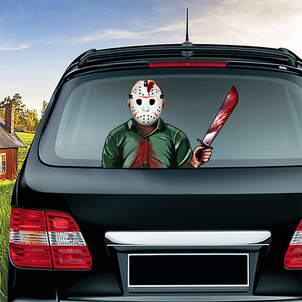 (1 paketti) Halloween-pyyhin Tarra Irrotettava auton takalasin pyyhin Tarra Auton tarra koristelu (Jason pyyhin)