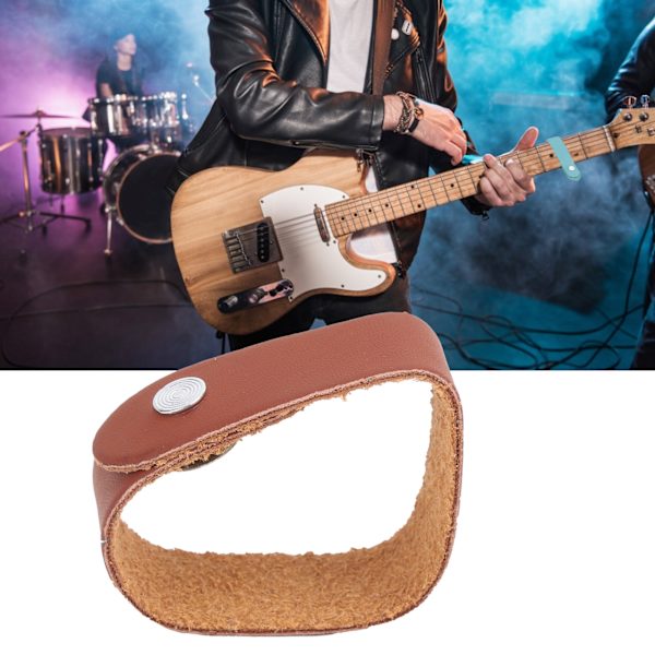 Mikrofiber Läder Gitarr Hals Rem Knapp Elektrisk Gitarr Bas Hals Rem Slips HakaBrun