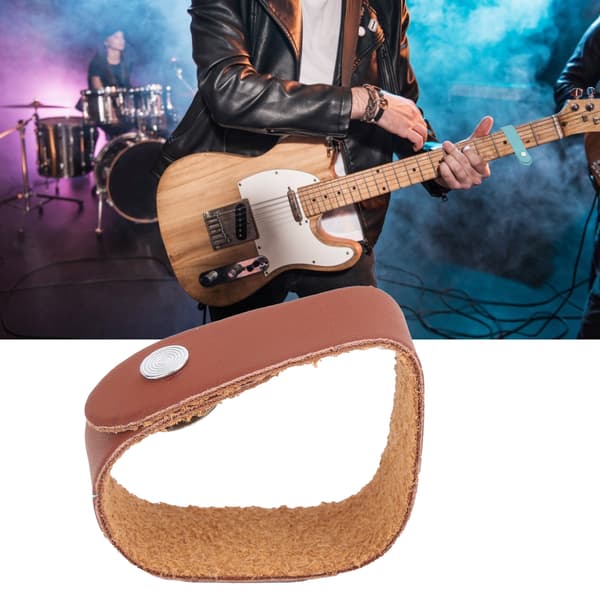 Mikrofiber Læder Guitar Halsrem Knap Elektrisk Guitar Bas Halsrem Binde KrogBrun