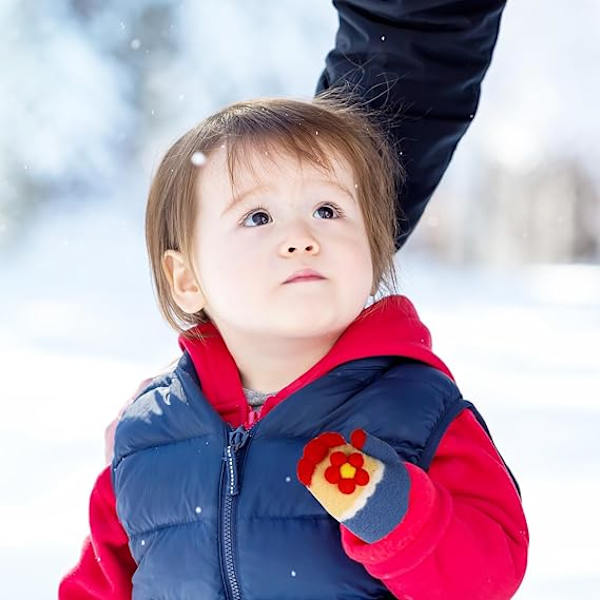 Baby Vanter Vintervarme Strikket Handsker Magic Stretch Handsker med Fluffy Foring til Børn Små Piger 1 2 3 År Gamle, 3 Par