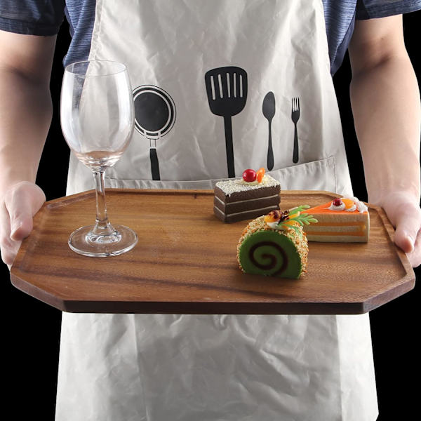 2 stk. Store træfade serveringsbakker Akacietræ Charcuterie fad til madbakke Ost serveringsbræt Rektangulære tallerkener Plat